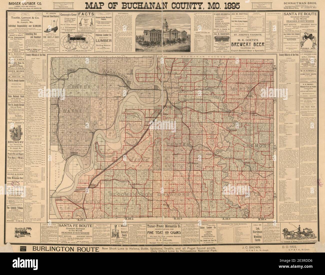 Map of Buchanan Co, Mo. 1895 Stock Photo Alamy