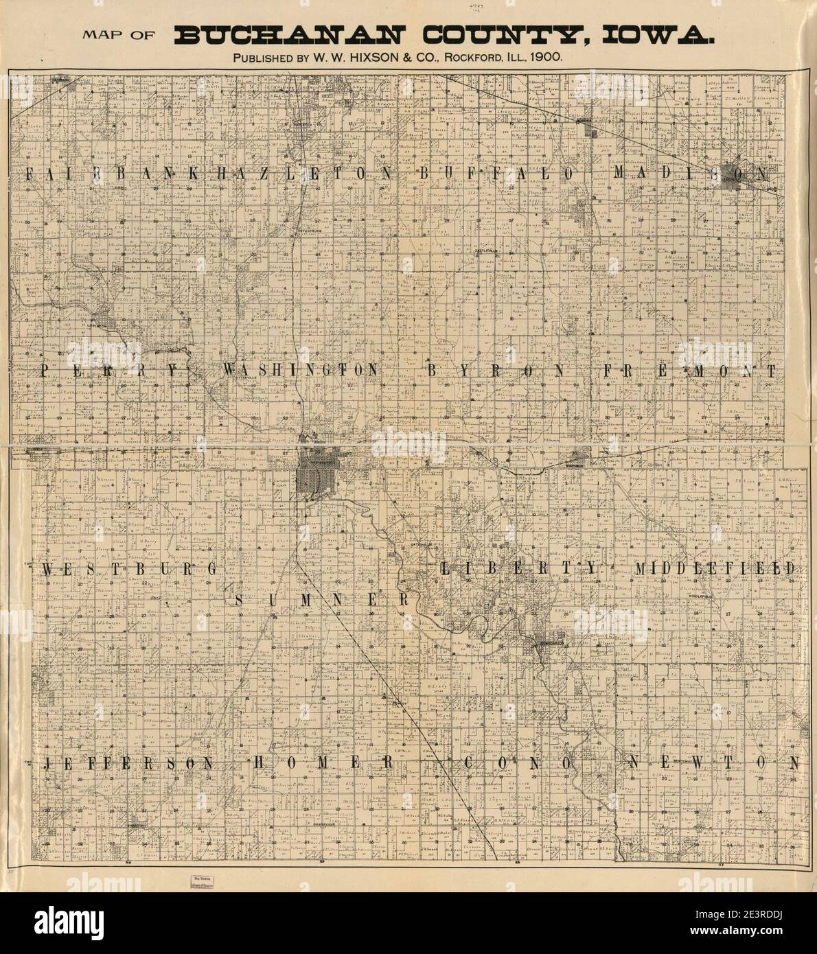 Map of Buchanan County, Iowa Stock Photo Alamy