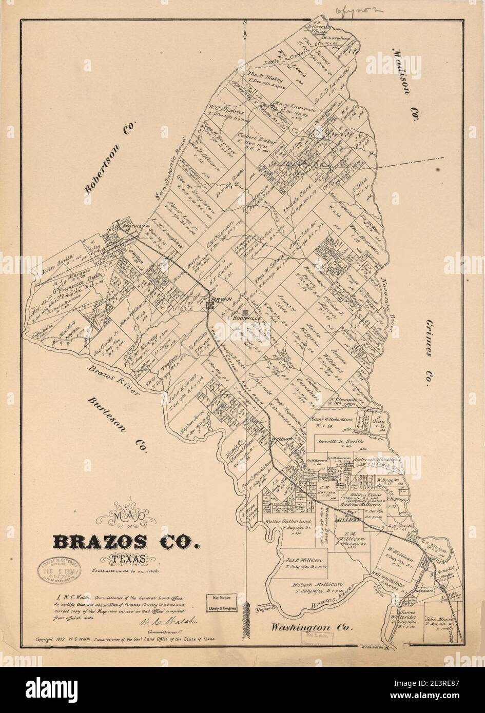 Map of Brazos Co., Texas Stock Photo Alamy