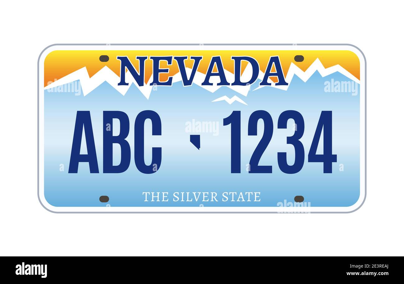 American Nevada car license plate vector registration. Car licence