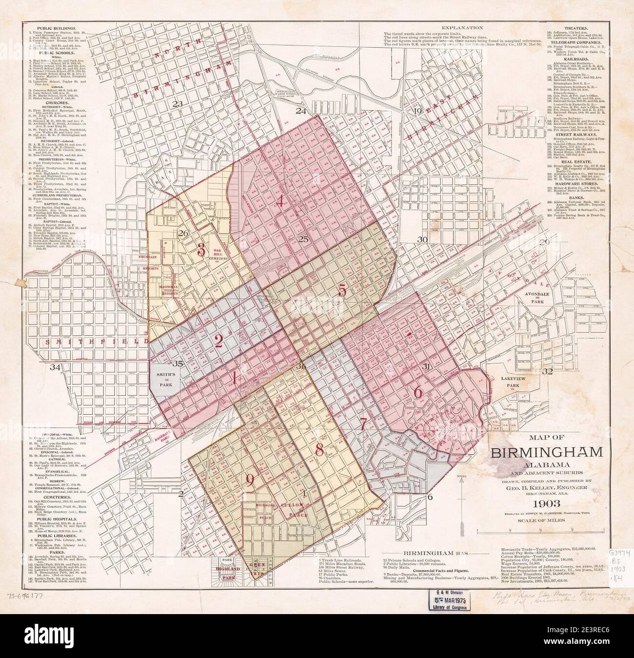 Map of Birmingham, Alabama and adjacent suburbs Stock Photo Alamy