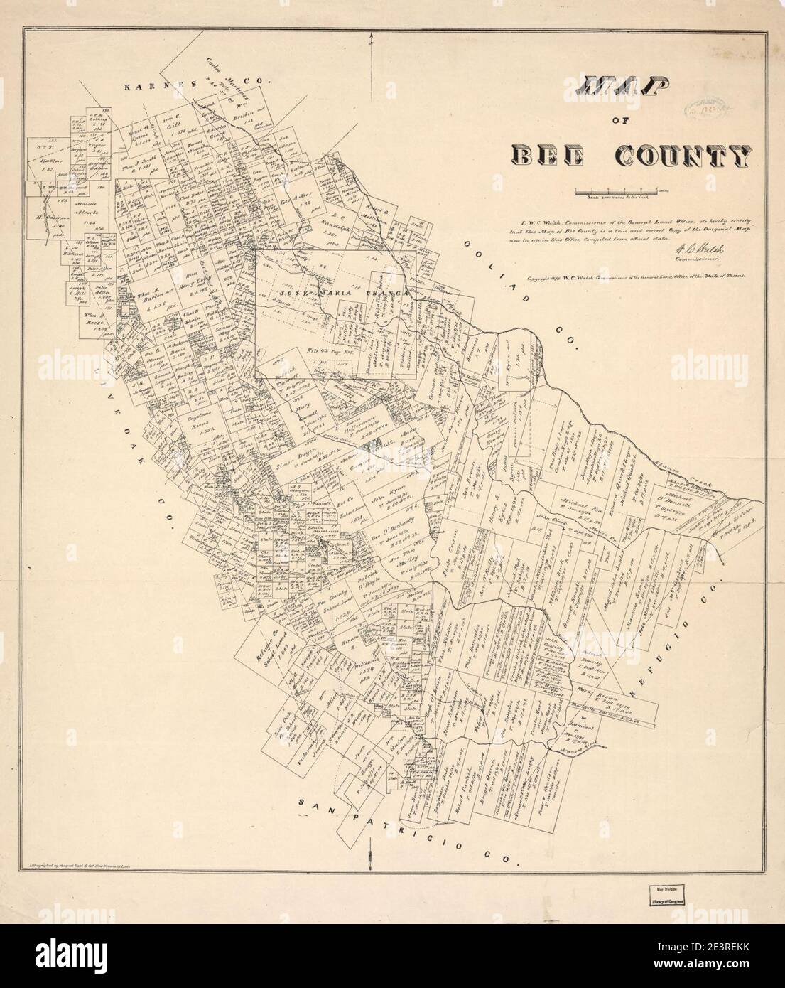 Map of Bee County, Texas Stock Photo Alamy