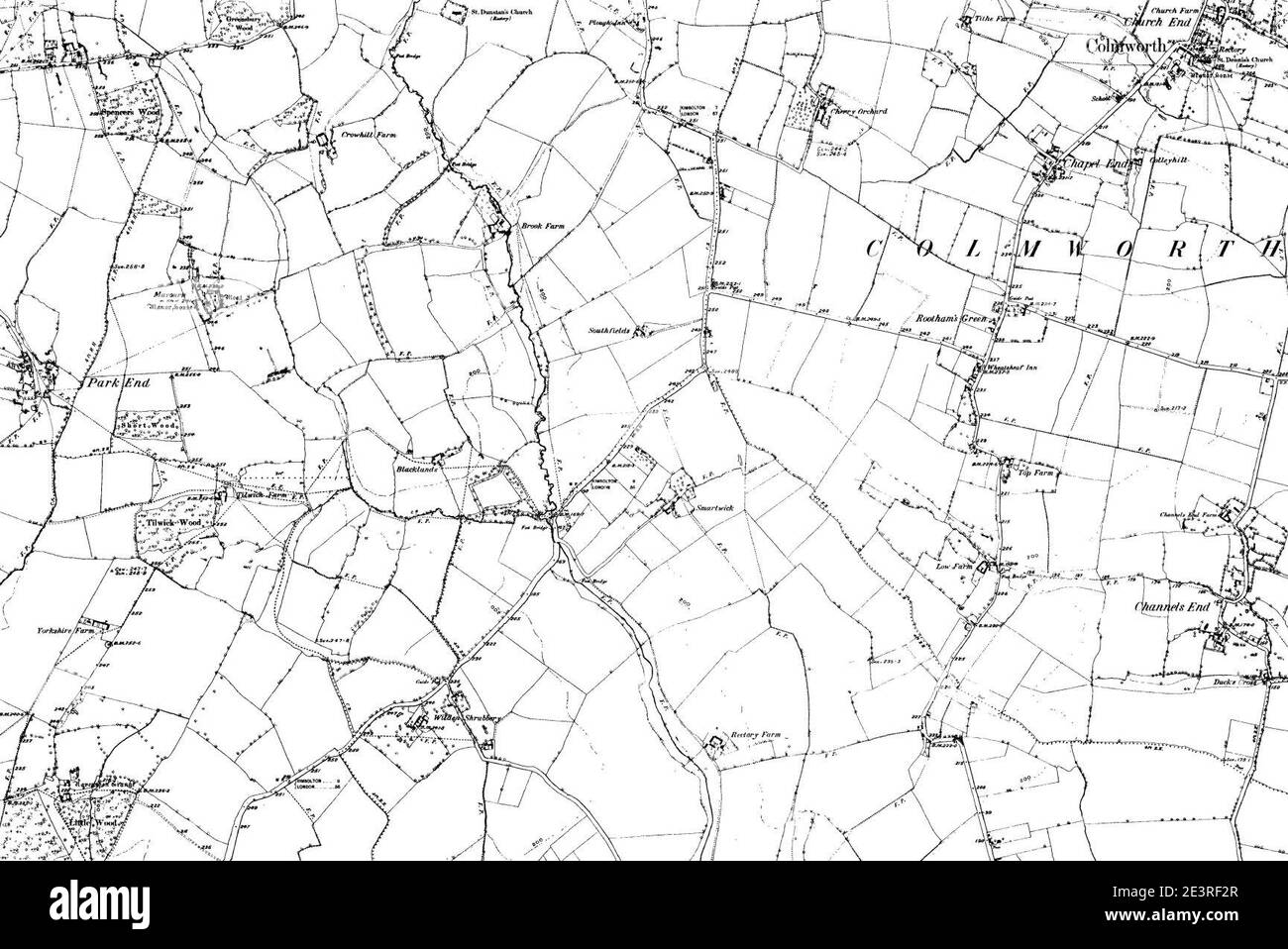 Map of Bedfordshire OS Map name 008-SW, Ordnance Survey, 1885-1896 ...