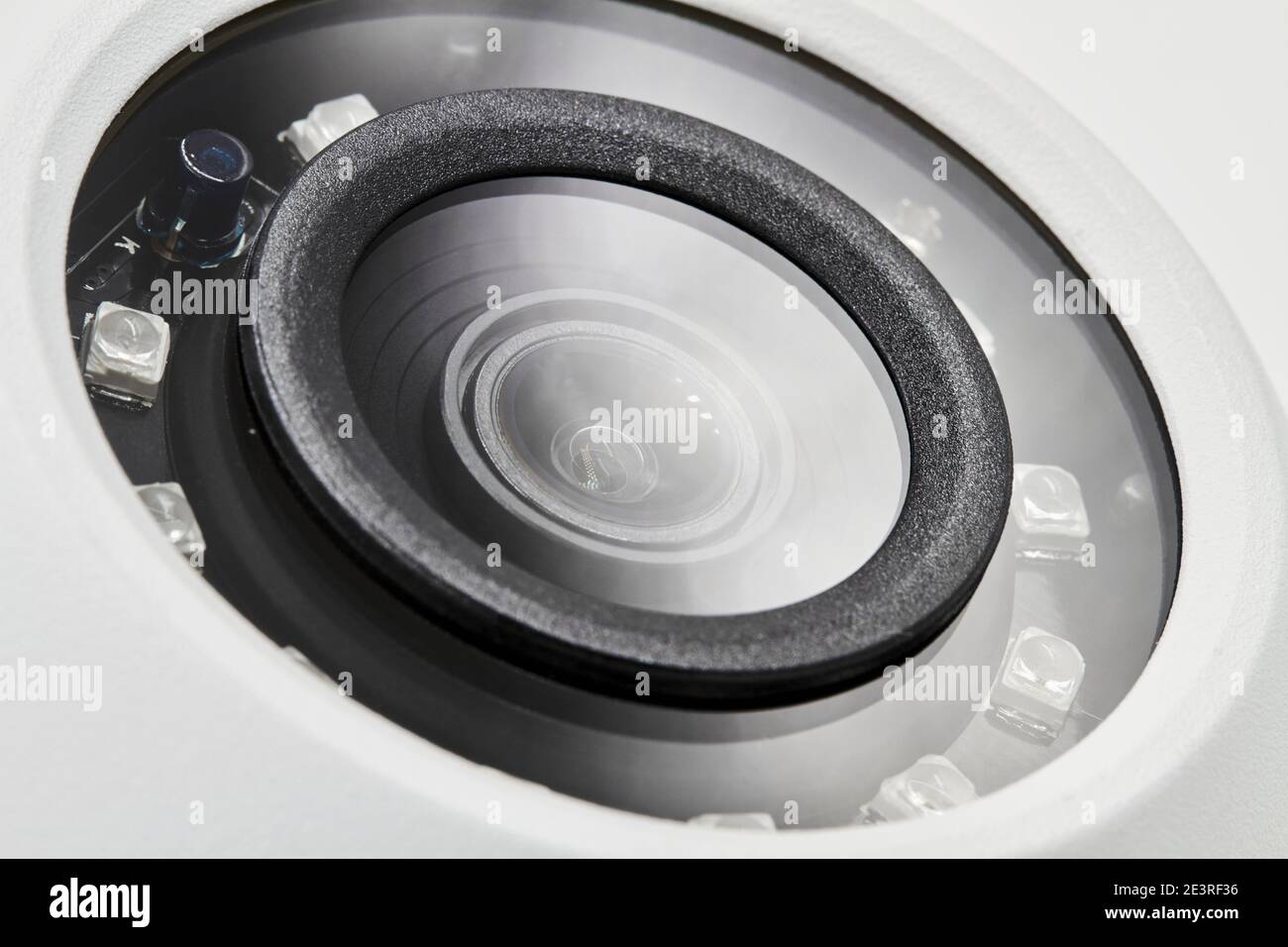 Dome secure camera on light background with motion sensors. Video