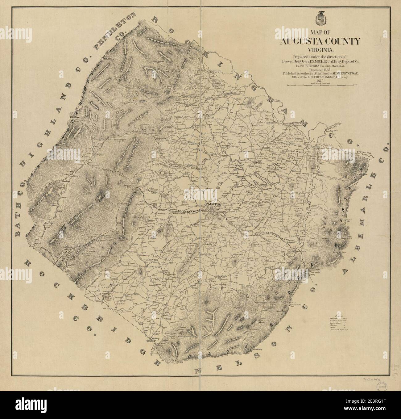 Map of augusta county virginia stock photo alamy