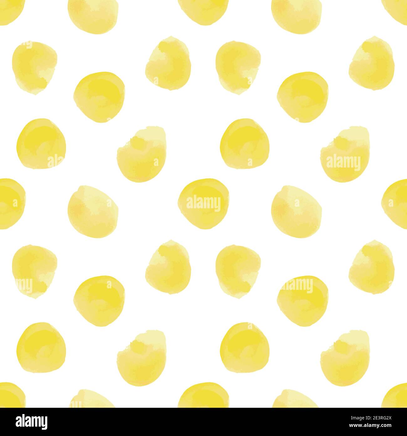Vector illustration: seamless pattern of yellow watercolor circles on a white background Stock Vector