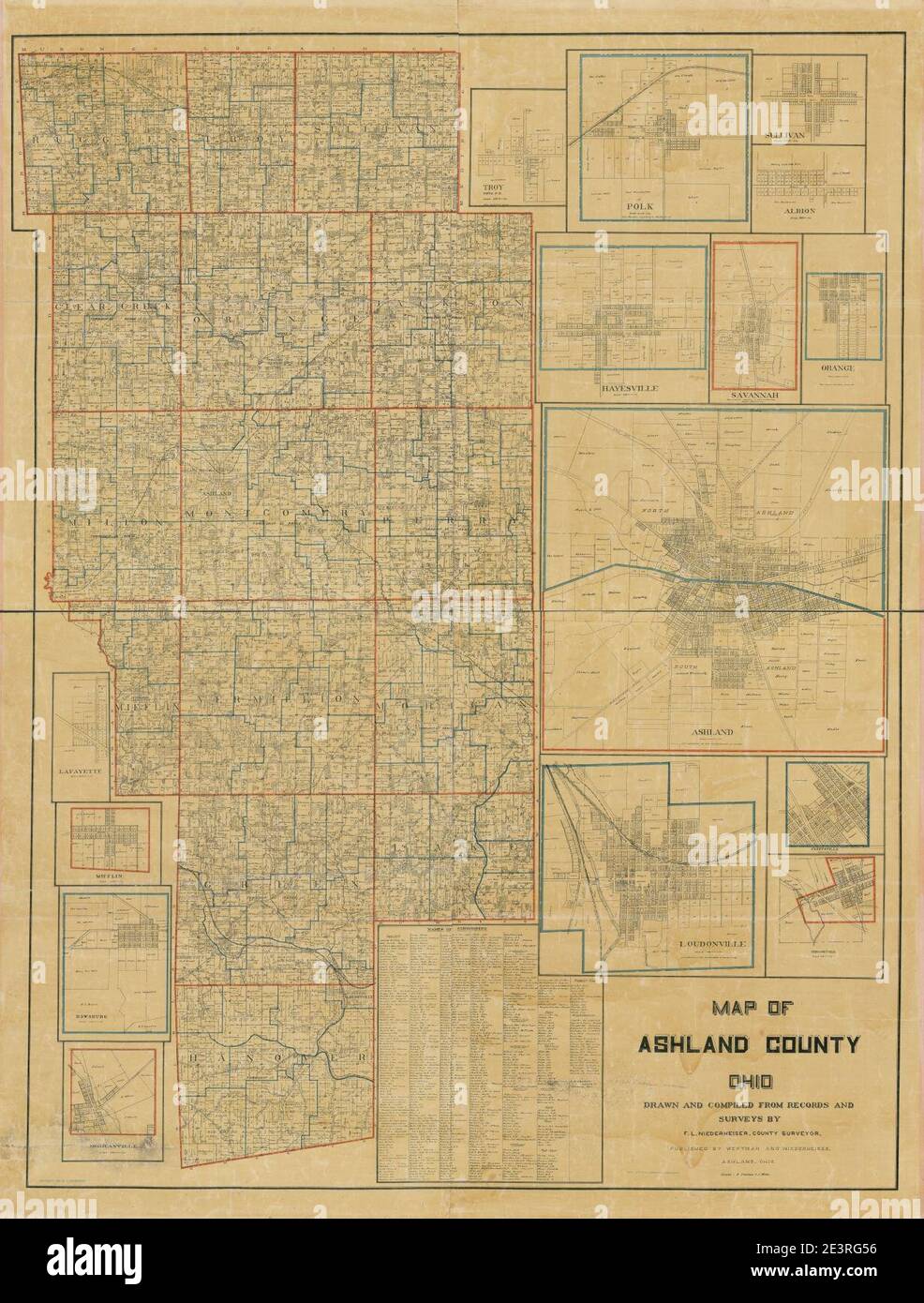 Map Of Ashland County Ohio Stock Photo Alamy   Map Of Ashland County Ohio 2E3RG56 