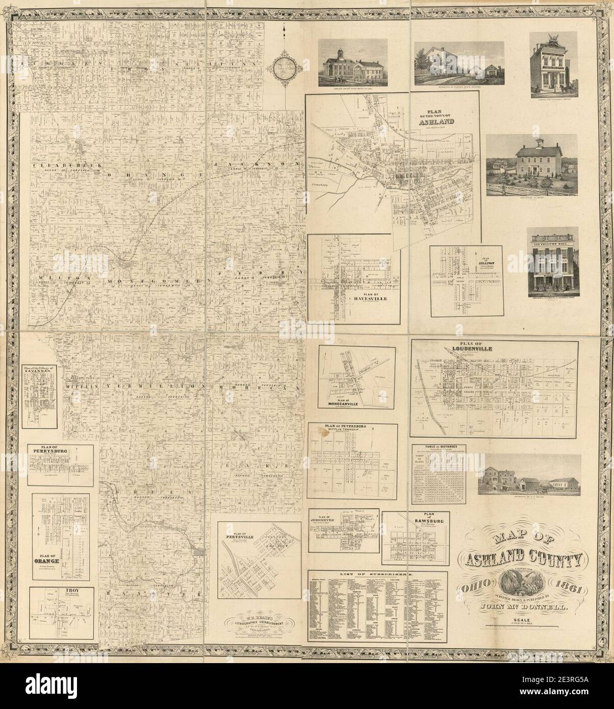 Map of Ashland County, Ohio Stock Photo Alamy