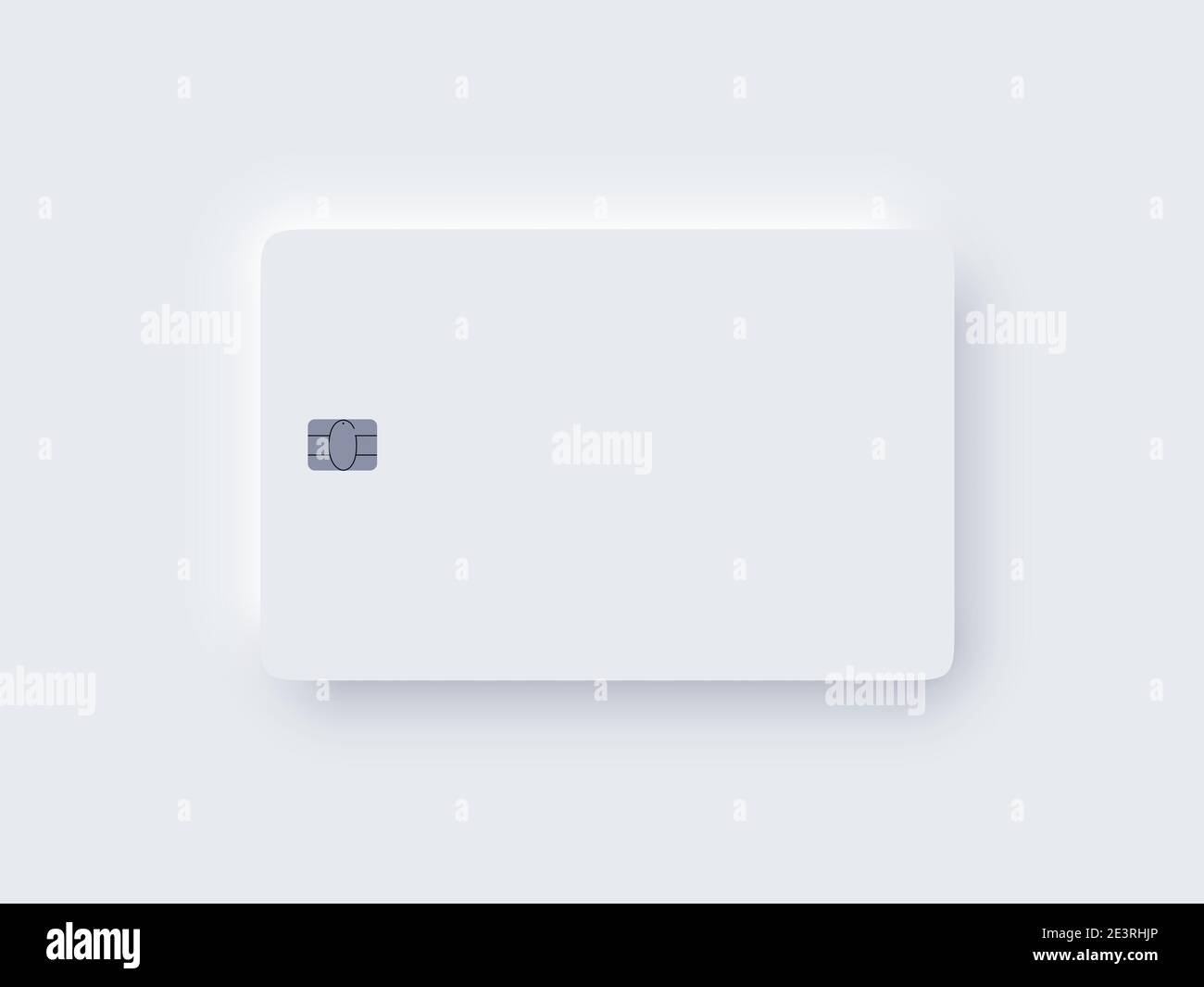 Bank Credit Card Template with Chip and Neomorphism Shadow Stock Vector