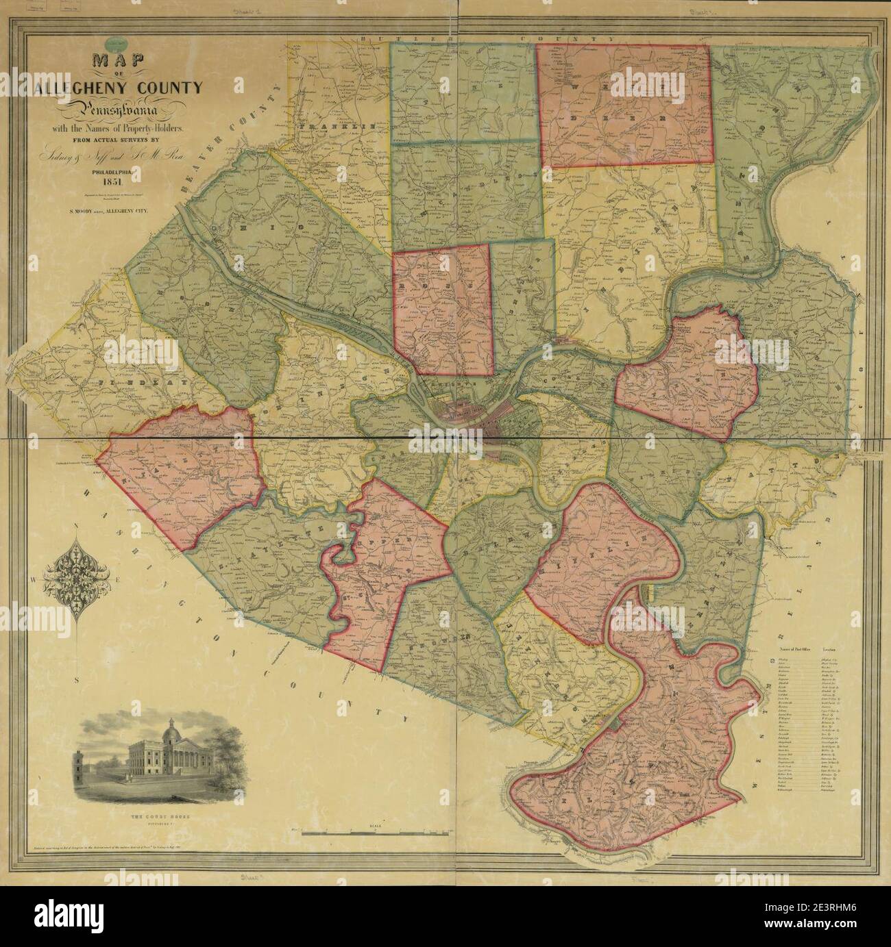 Map of Allegheny County, Pennsylvania, with the names of propertyholders from actual surveys
