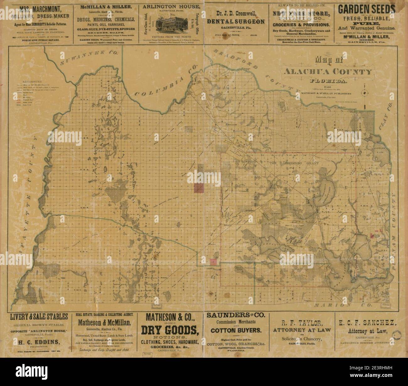 Map of Alachua County, Florida Stock Photo Alamy
