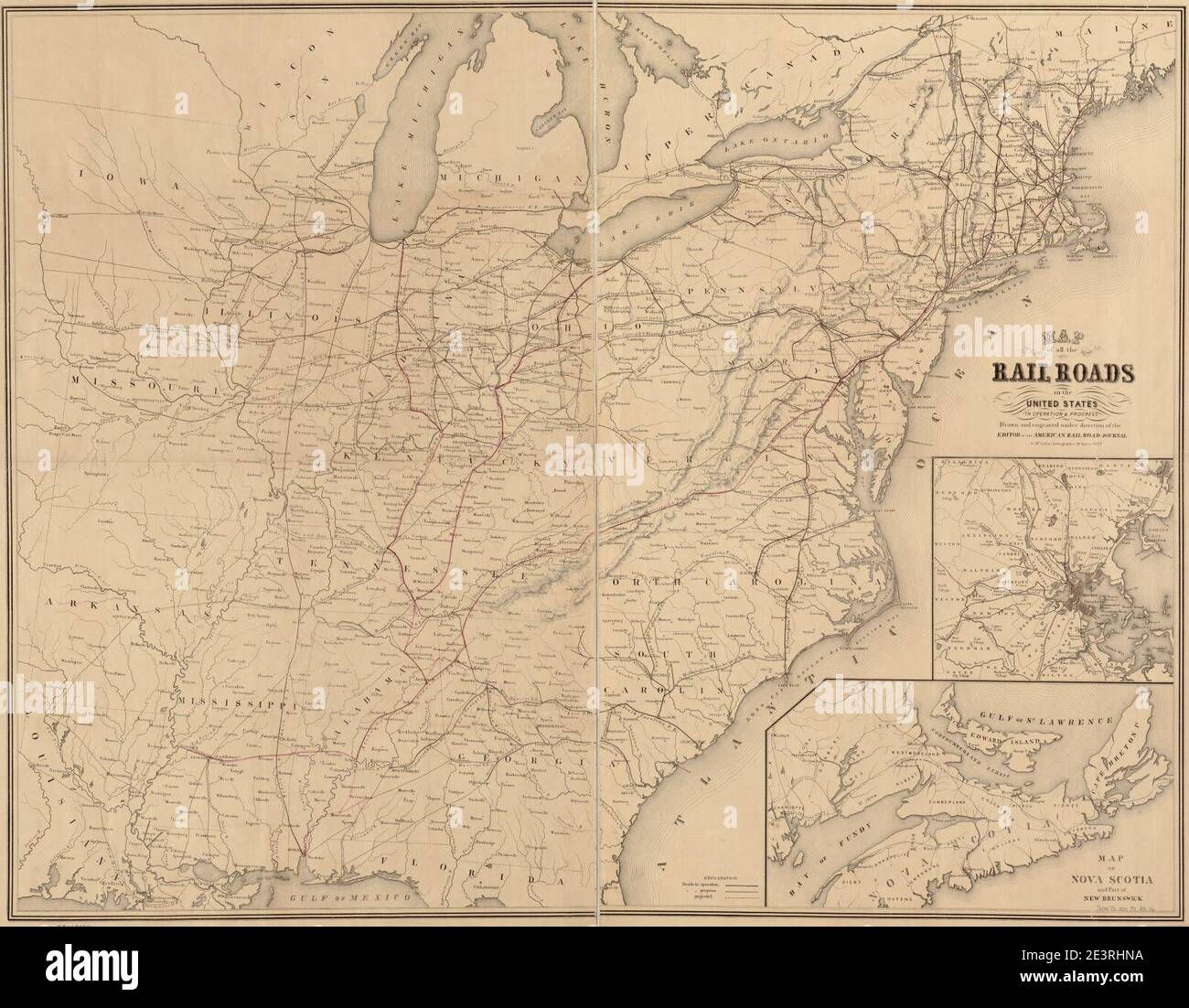 Map of all the railroads in the United States in operation and progress; drawn and engraved
