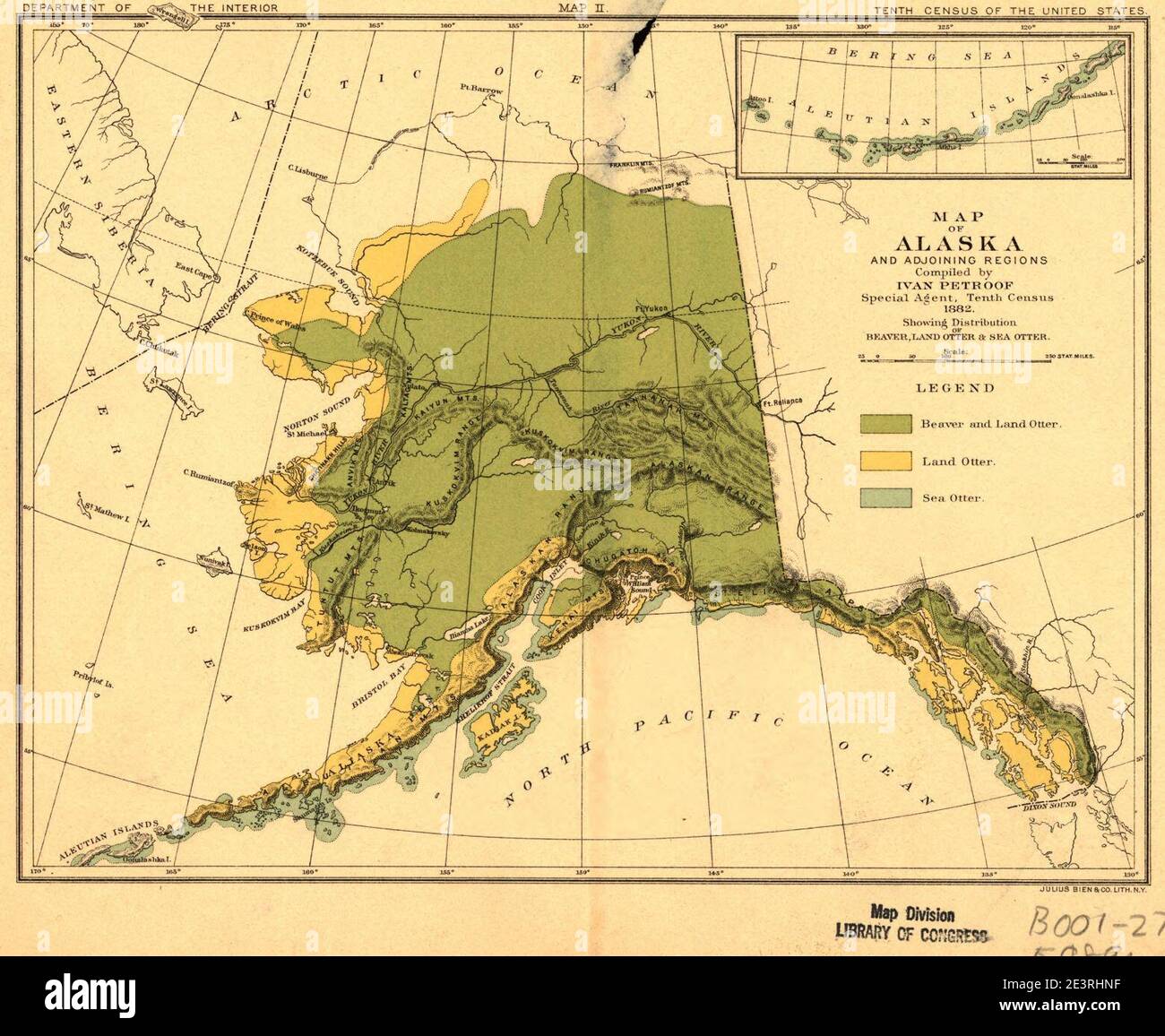 Map of Alaska and adjoining regions Stock Photo - Alamy