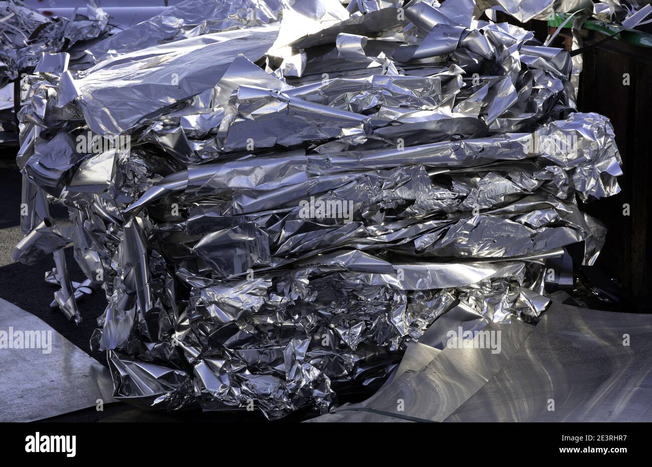 aluminum foil scrap in a pile, pending to recicle in a foundry Stock Photo