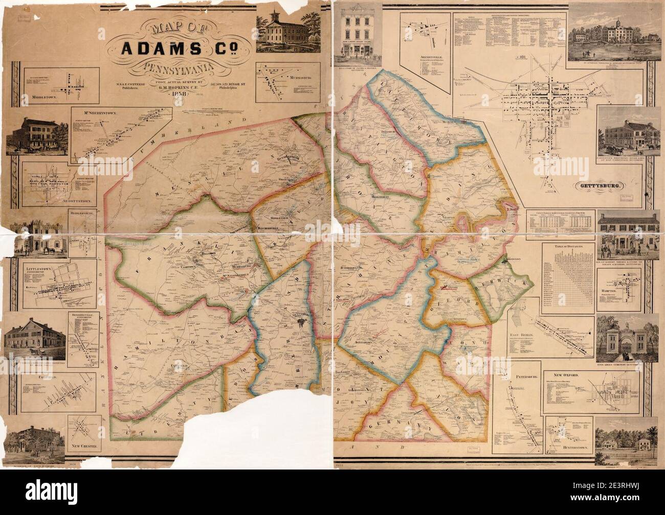Map of Adams Co., Pennsylvania Stock Photo Alamy