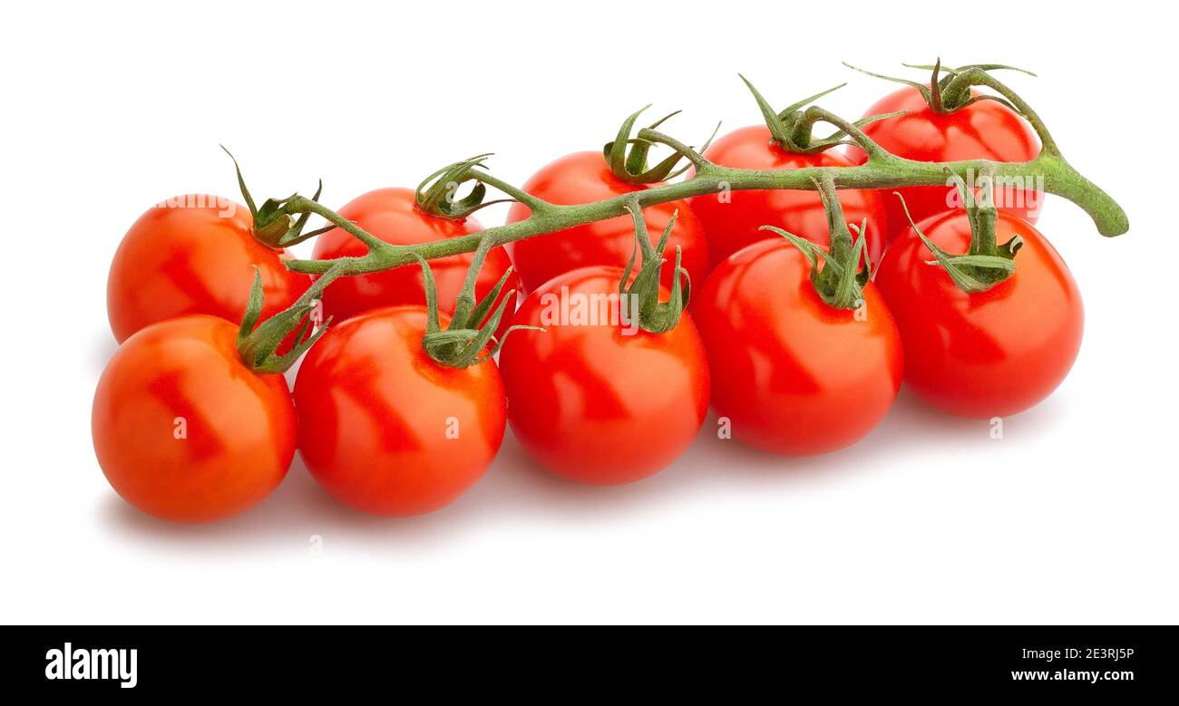 cherry tomato branch path isolated on white Stock Photo