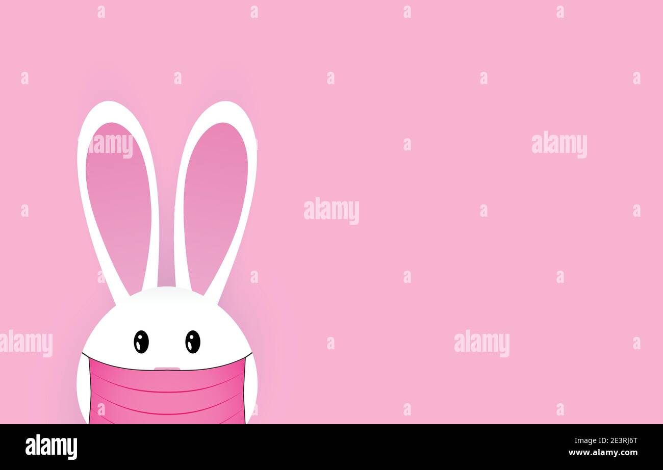 Cute easter bunny in medical mask. Stock Vector