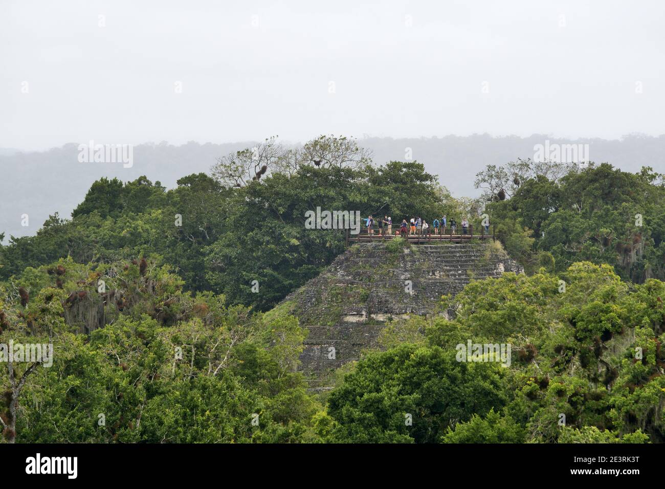 Tikal, Guatemala, Central America: Mayan ruins rise above the jungle in the famous Tikal National Park, UNESCO World Heritage. Stock Photo