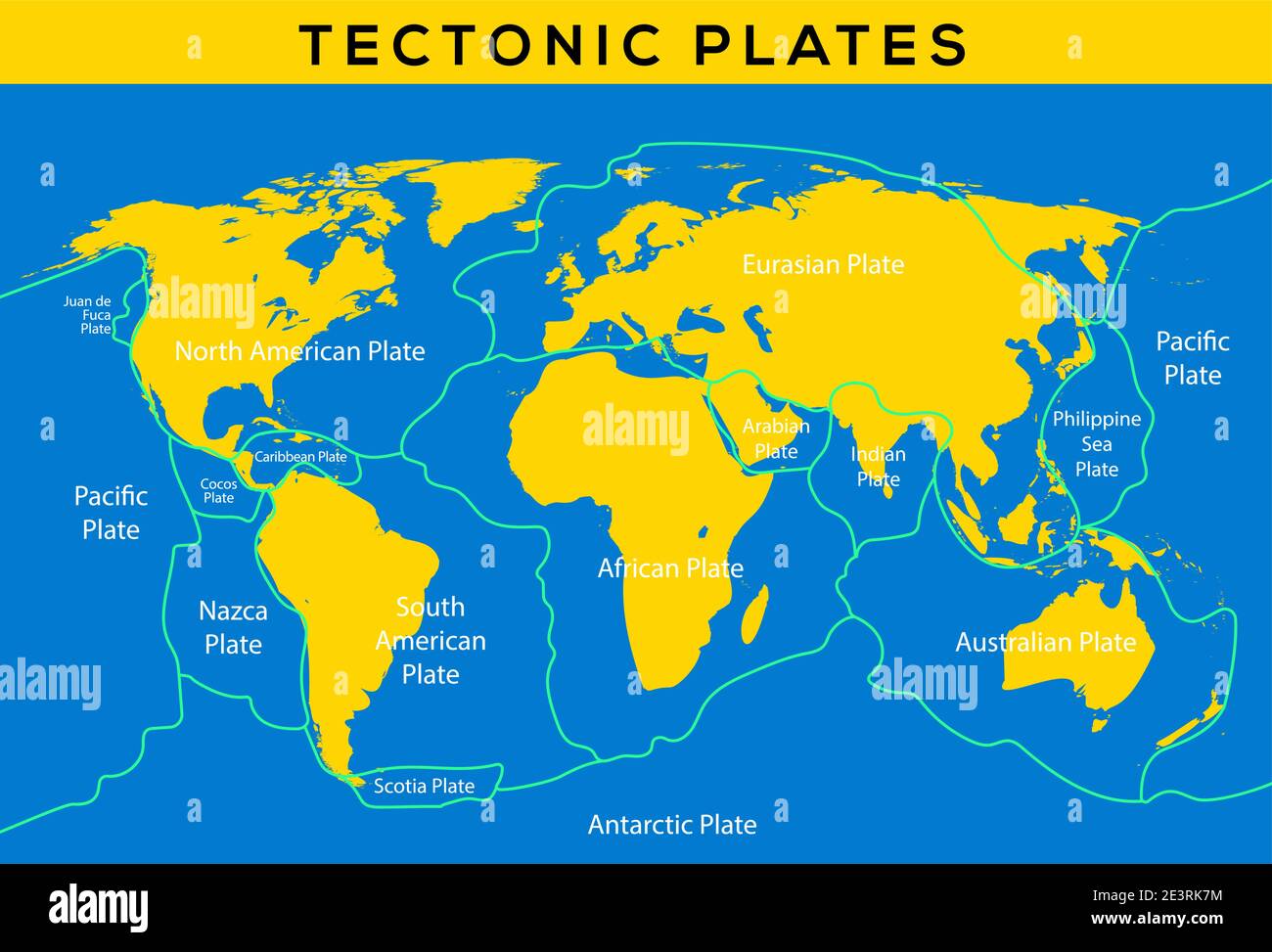 Tectonic plate earth map. Continental ocean pacific, volcano ...