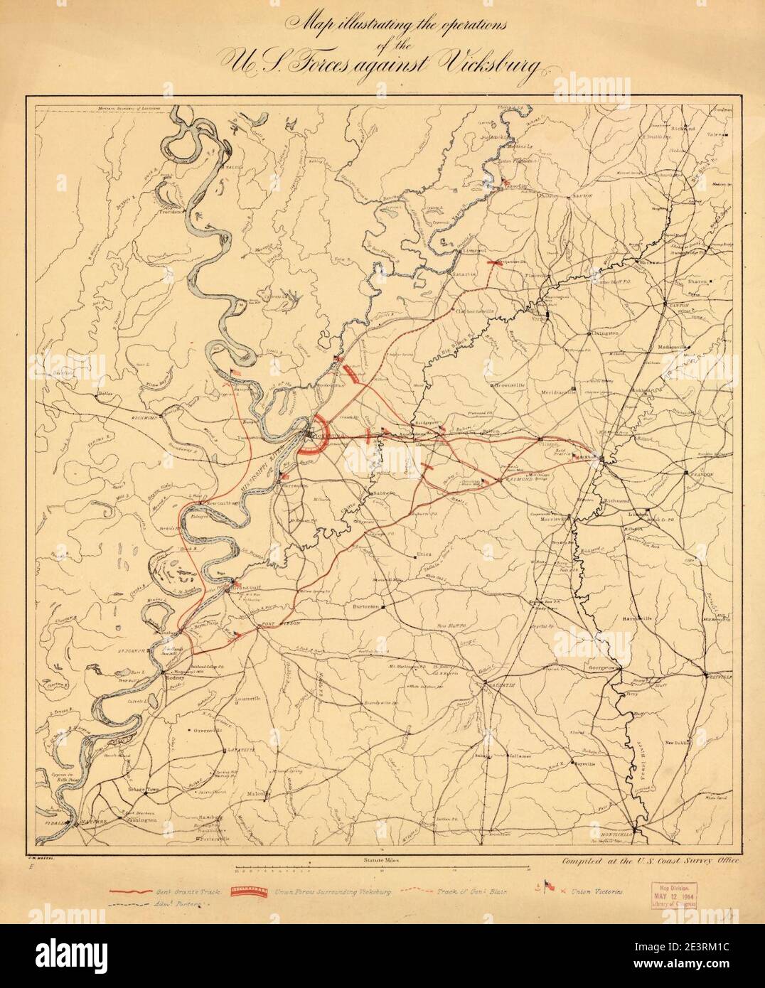 Map Illustrating The Operations Of U S Forces Against Vicksburg Stock Map Illustrating The Operations Of Us Forces Against Vicksburg 2E3RM1C 