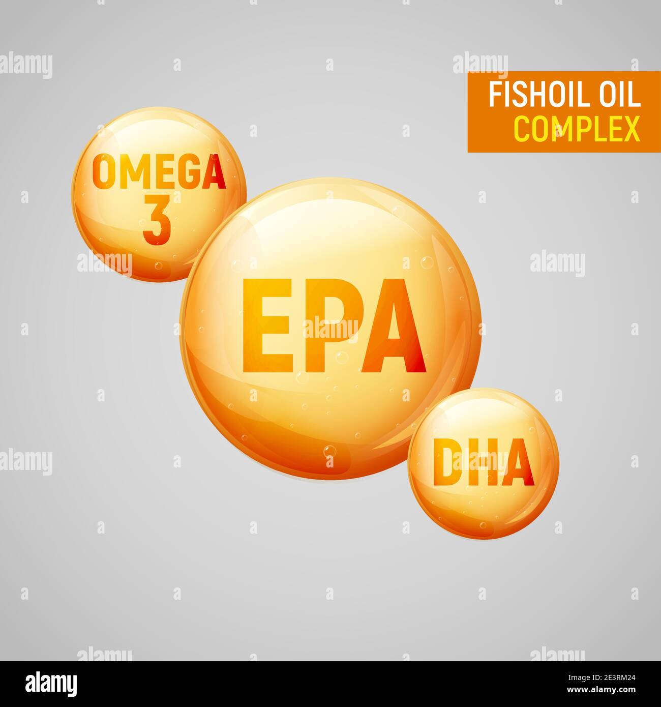 Omega 3 fatty acid dha epa capsule. Fish oil gold capsule Stock Vector ...