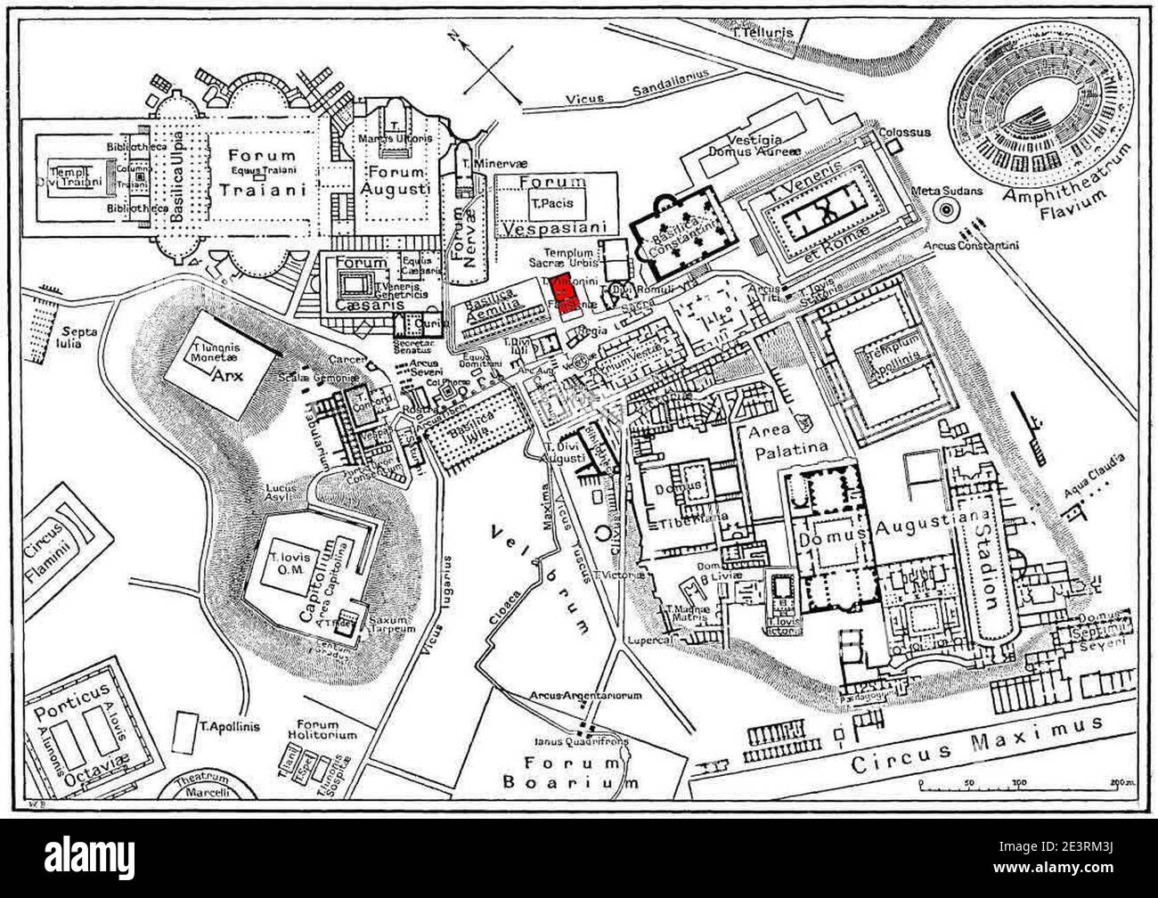 Triangular Forum Map Map Forum - Temple of Antoninus and Faustina Stock Photo - Alamy