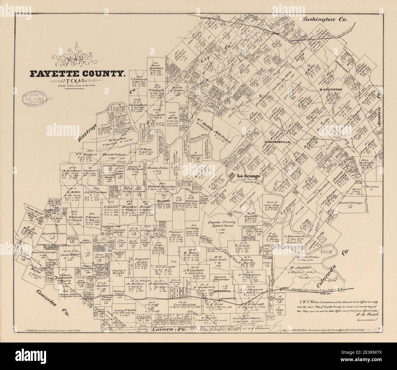 Map Fayette County, Texas Stock Photo Alamy