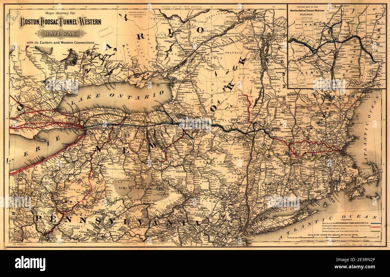 Maps showing the Boston Hoosac Tunnel and Western Railway with its ...