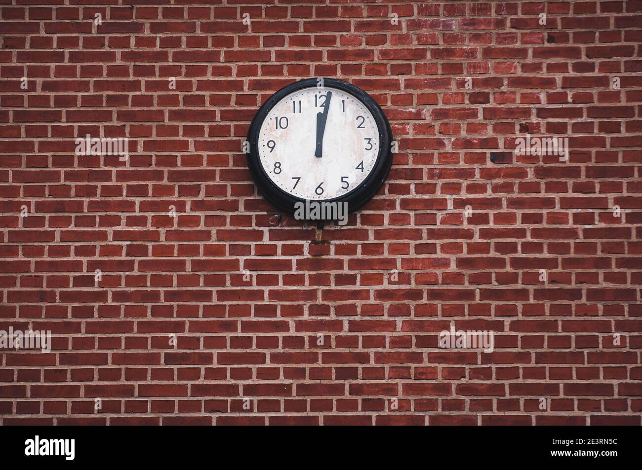 Old clock on brick wall Stock Photo Alamy