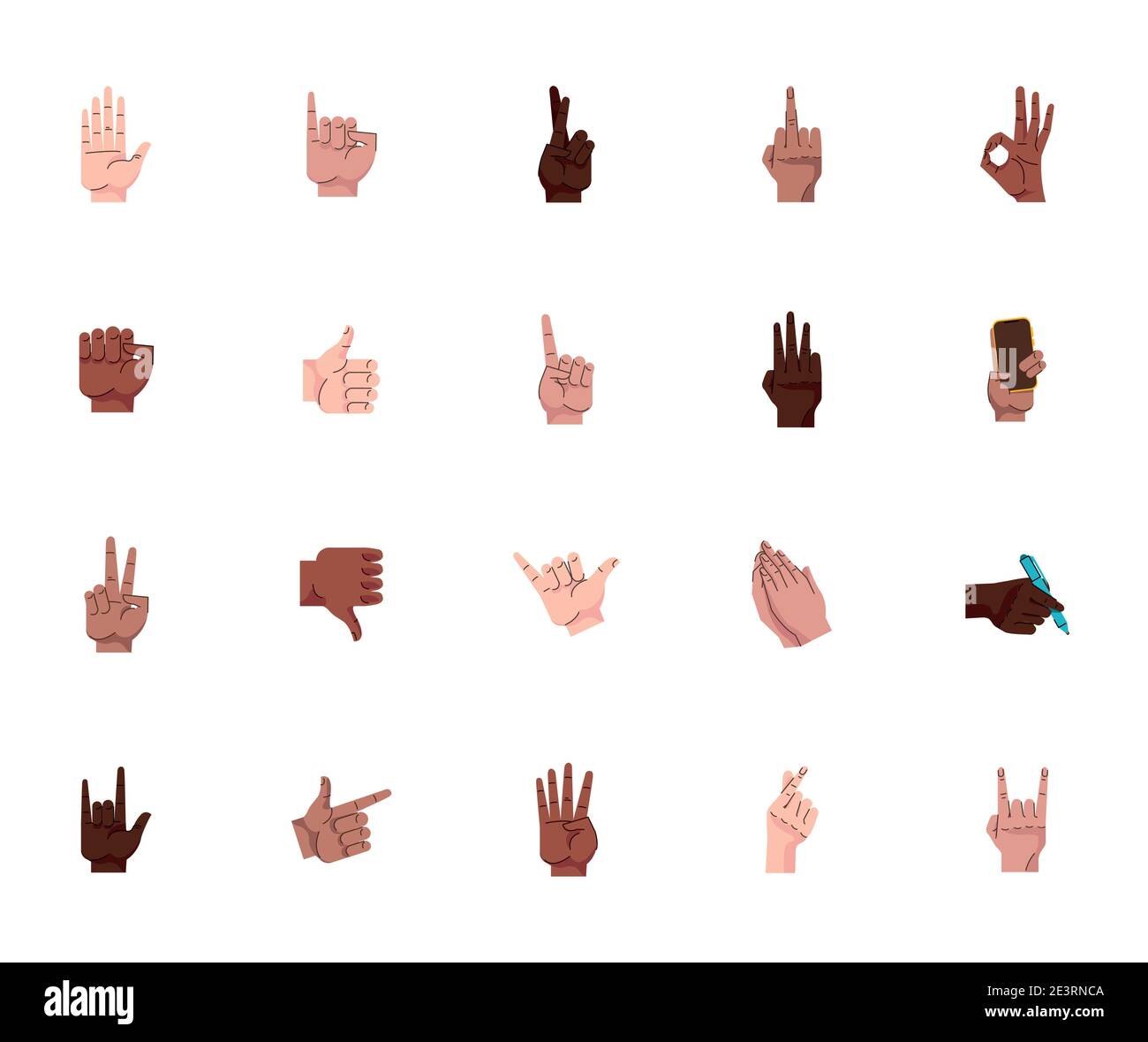 bundle of twenty hands humans symbols gestures icons vector ...