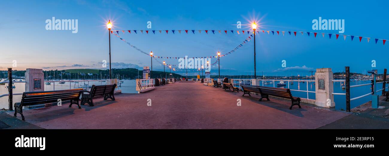 FALMOUTH, CORNWALL, UK - JUNE 07, 2009:  Panorama view of the Prince Of Wales Pier at night Stock Photo