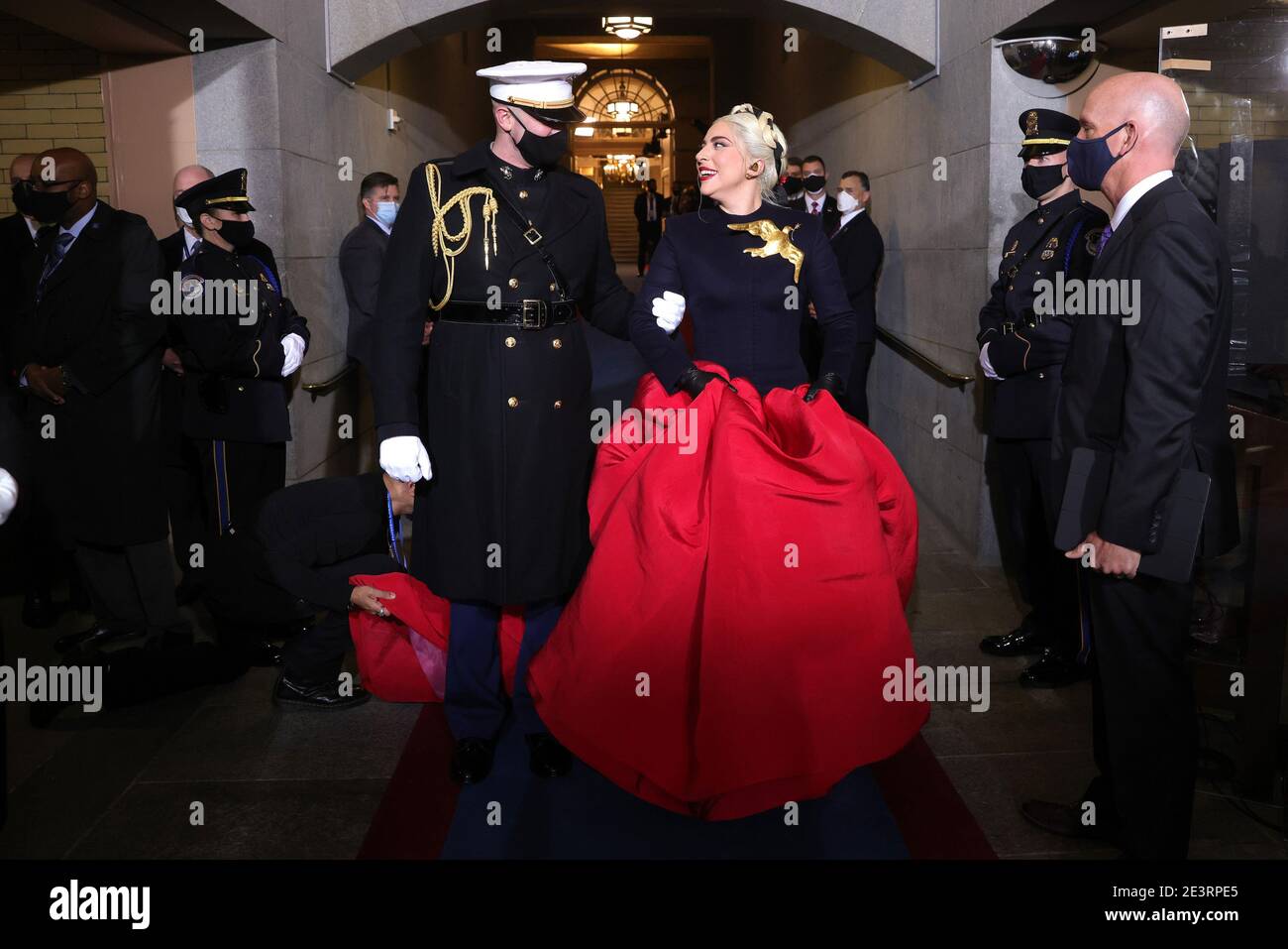 Washington, United States. 20th Jan, 2021. Lady Gaga arrives to sing the National Anthem at the U.S. Capitol for the inauguration of President Joe Biden at the 59th Presidential Inauguration on Wednesday, January 20, 2021 in Washington DC. Pool Photo by Win McNamee/UPI Credit: UPI/Alamy Live News Stock Photo