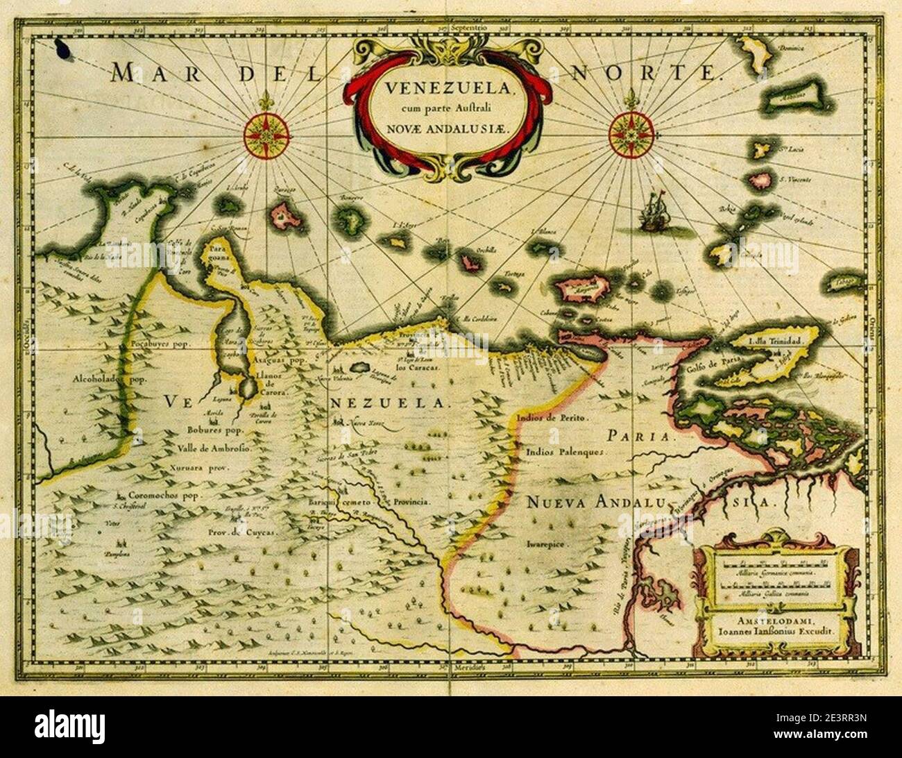 Mapa de Venezuela 1635 Stock Photo - Alamy