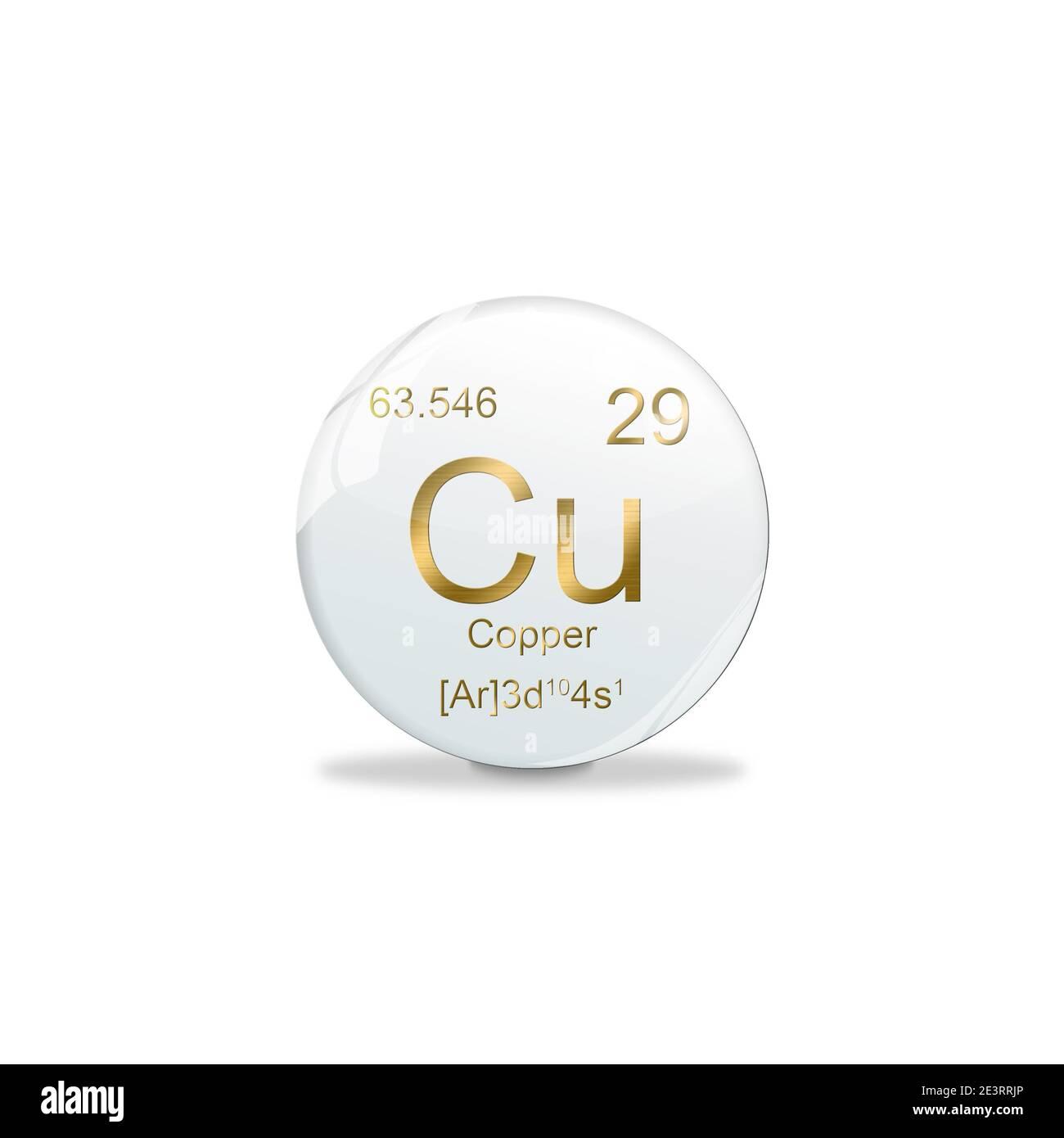 3DIllustration, Copper symbol Cu. Element of the periodic table on