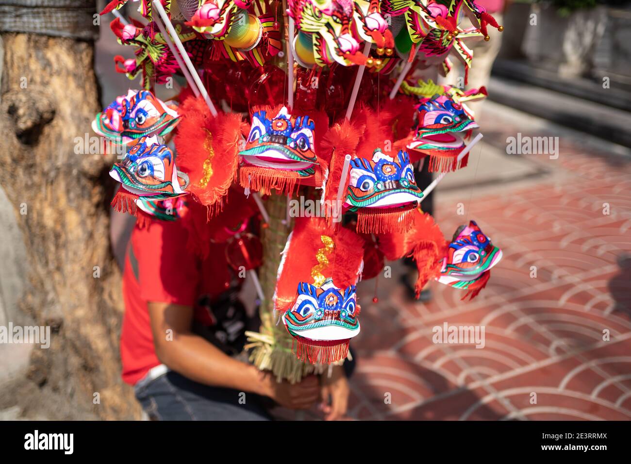 Chinese lion puppet made from paper in Chinese new Year festival Stock Photo