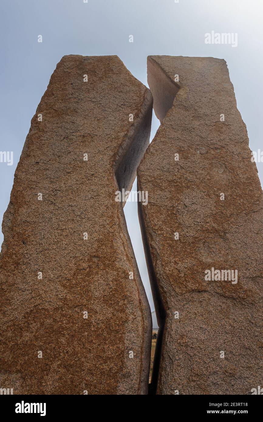 Detail of  Sculpture A Ferida (The Wound) by Alberto Bañuelos, Muxia, Galicia, Spain Stock Photo