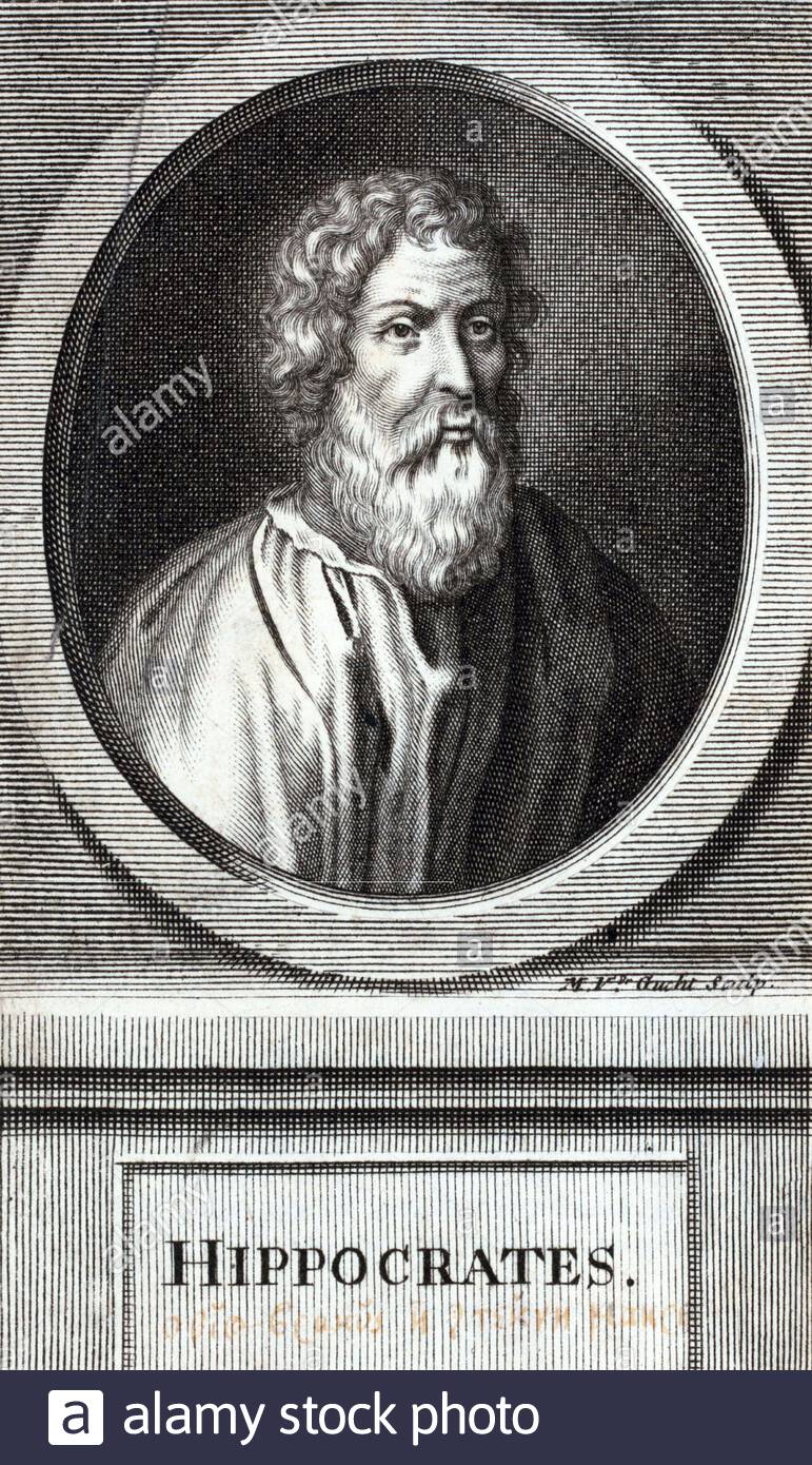 Hippocrates of Kos, c460 – c370 BC, was a Greek physician of the Age of Pericles, vintage illustration from 1880 Stock Photo