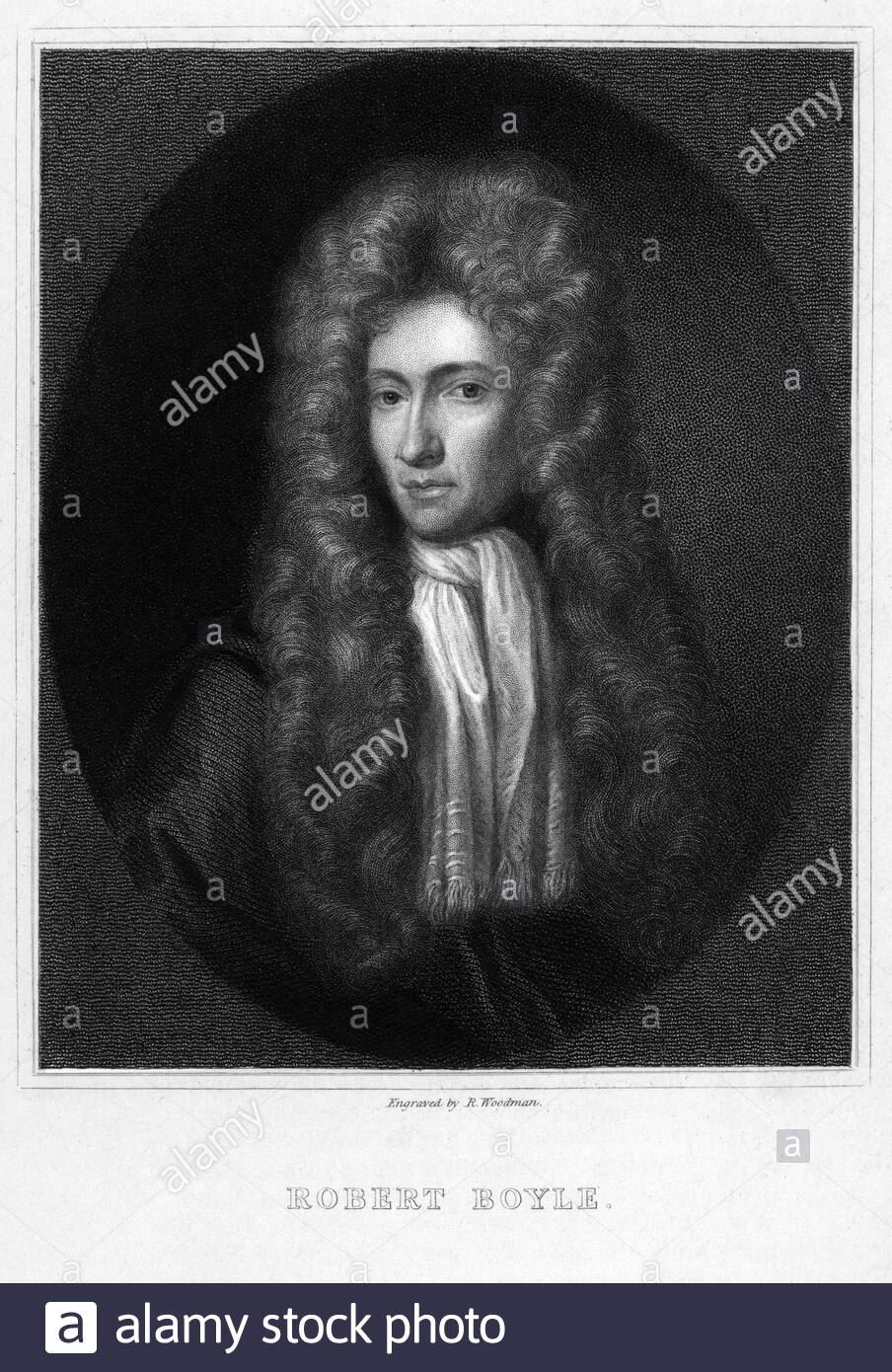 Robert Boyle portrait, 1627 – 1691, was an Anglo-Irish natural philosopher, chemist, physicist, and inventor, vintage illustration from 1880 Stock Photo