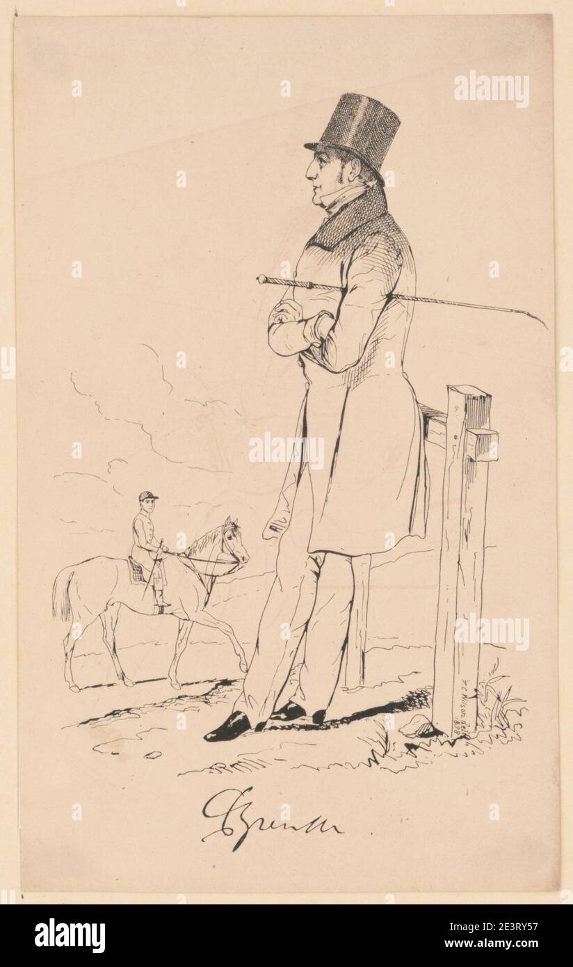 Man holding a riding crop) - T.C. Wilson delt. 1838 Stock Photo