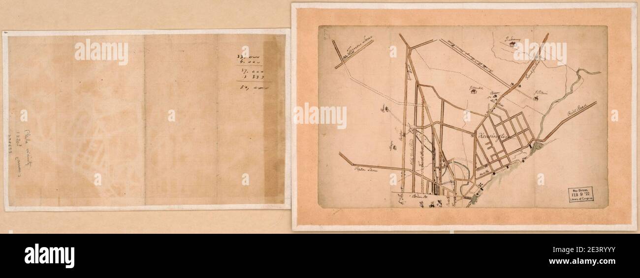 Manuscript map of Kensington in Philadelphia. Stock Photo