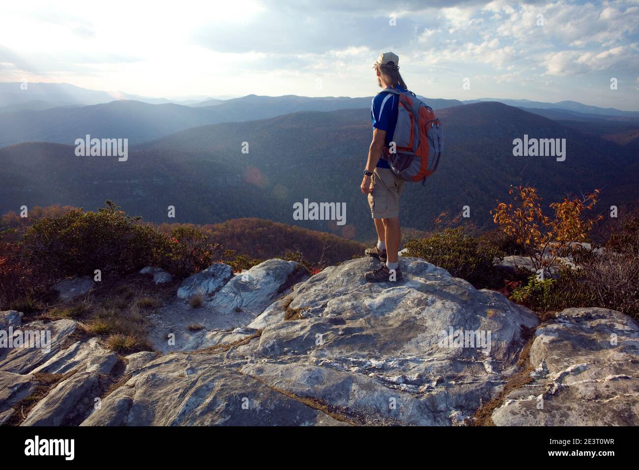 NC0030500...NORTH CAROLINA Hiker on the summit of Table Rock