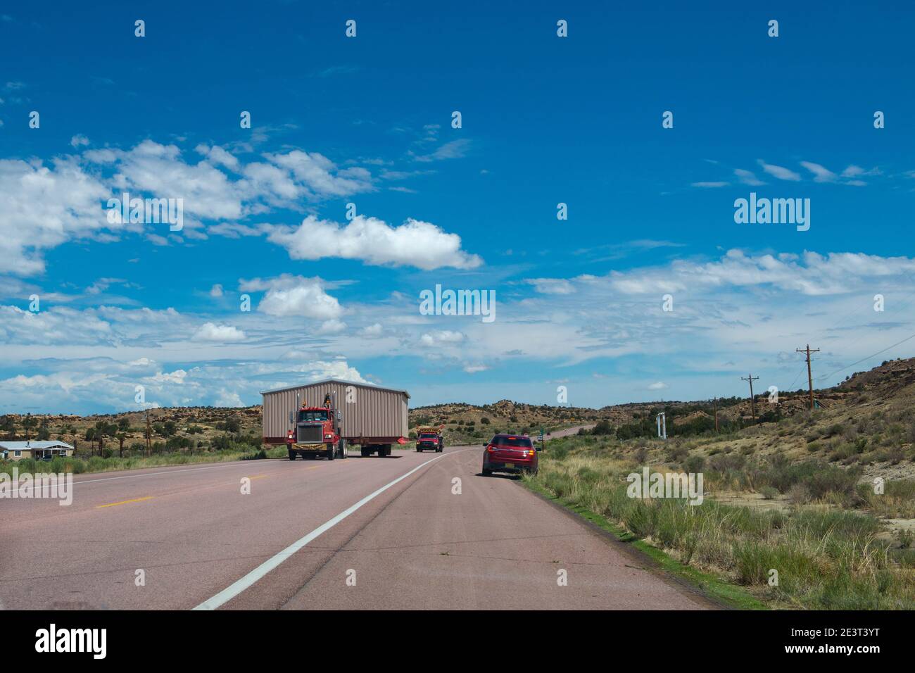 Gallup, New Mexico July 15, 2014 A trailer truck transporting a