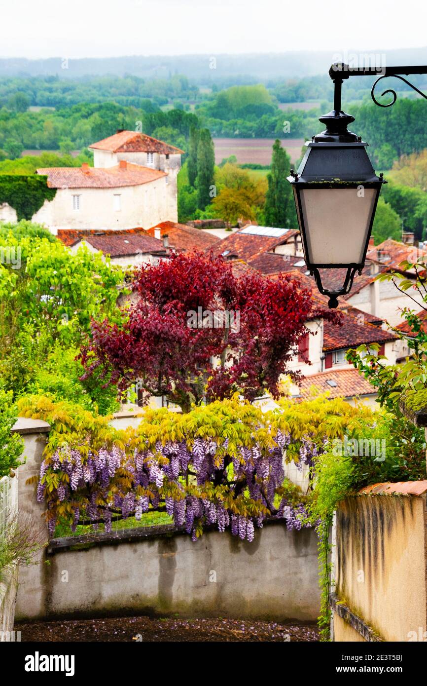 French countryside. Picturesque view of Aubeterre sur Dronne (France), listed as 'One of the most beautiful villages in France' since 1993. Selective Stock Photo
