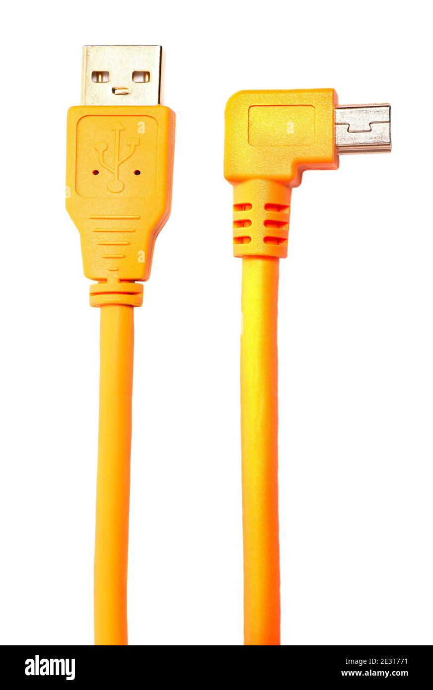 Orange USB cable isolated on white background Stock Photo Alamy