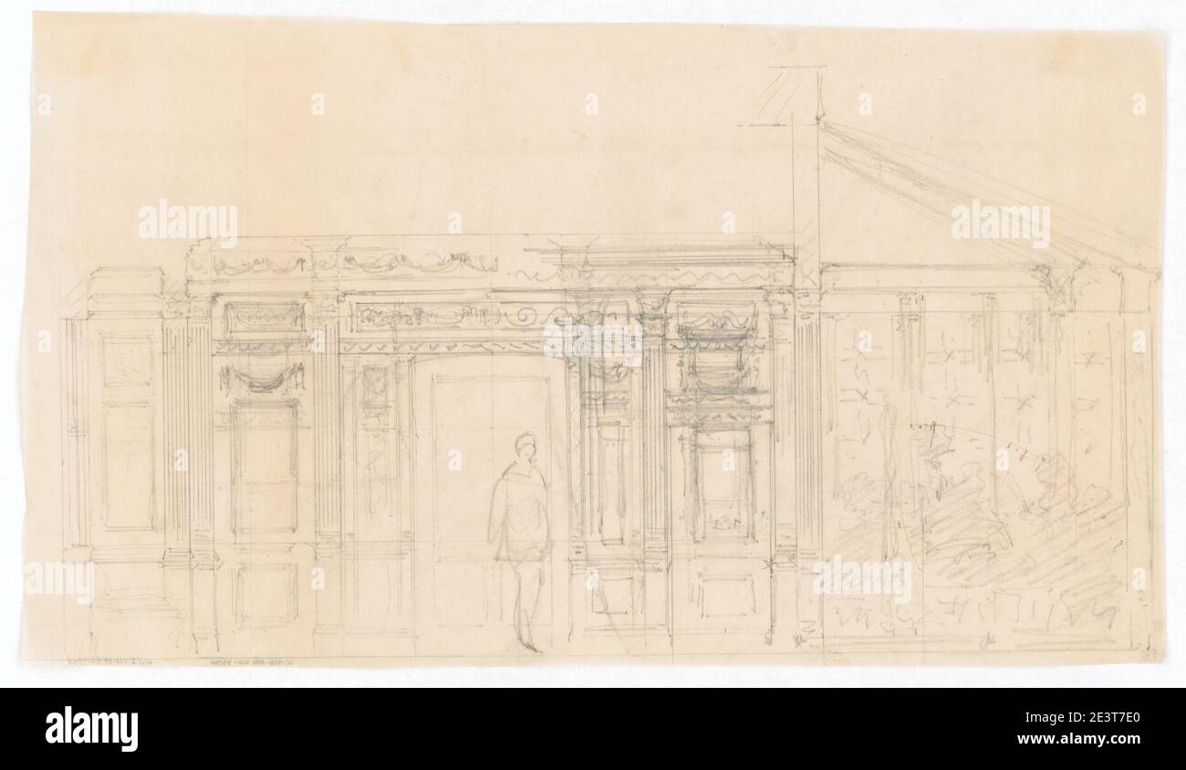 Mansion for William K. and Alva Vanderbilt, 660 Fifth Avenue, New York City). (Wall and doorway elevation Stock Photo