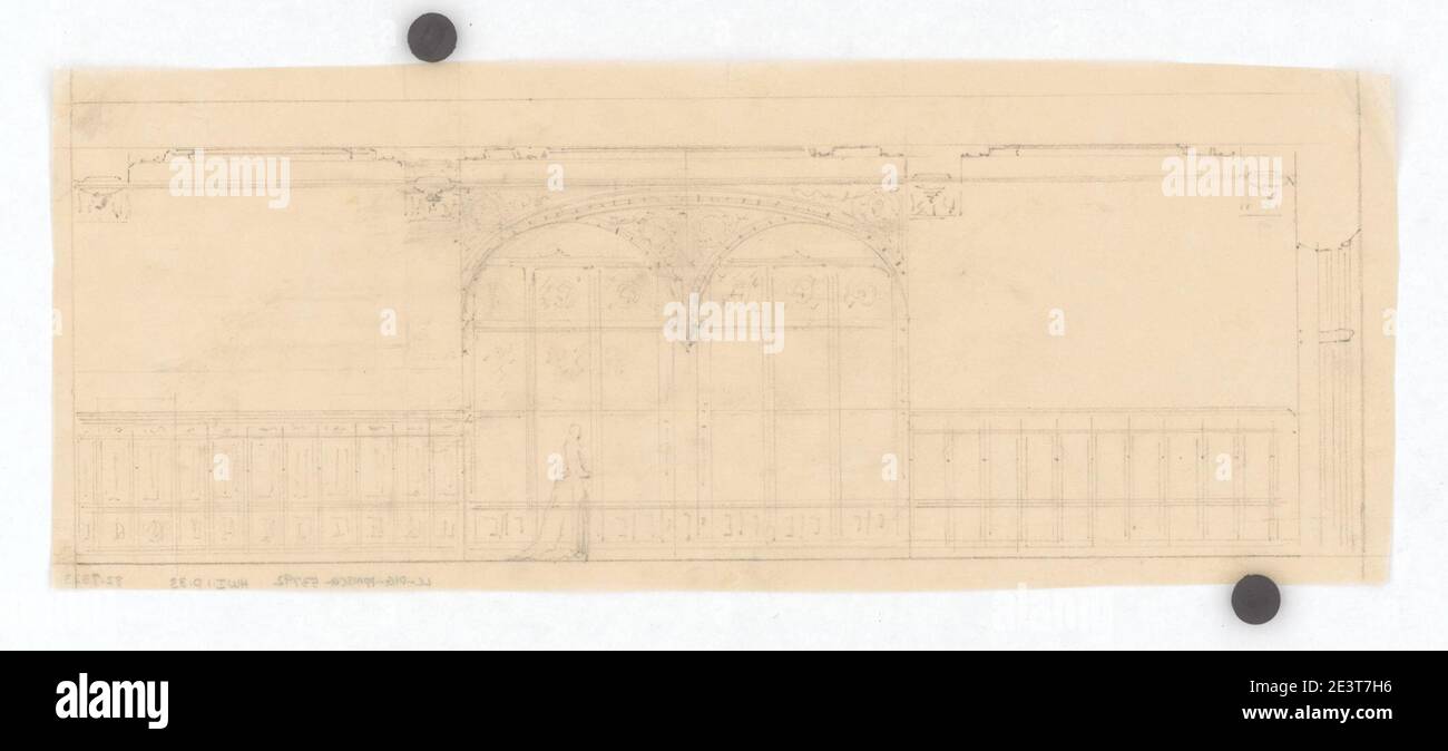 Mansion for William K. and Alva Vanderbilt, 660 Fifth Avenue, New York City). (Dining room). (Wall and window trim elevation). (Study Stock Photo