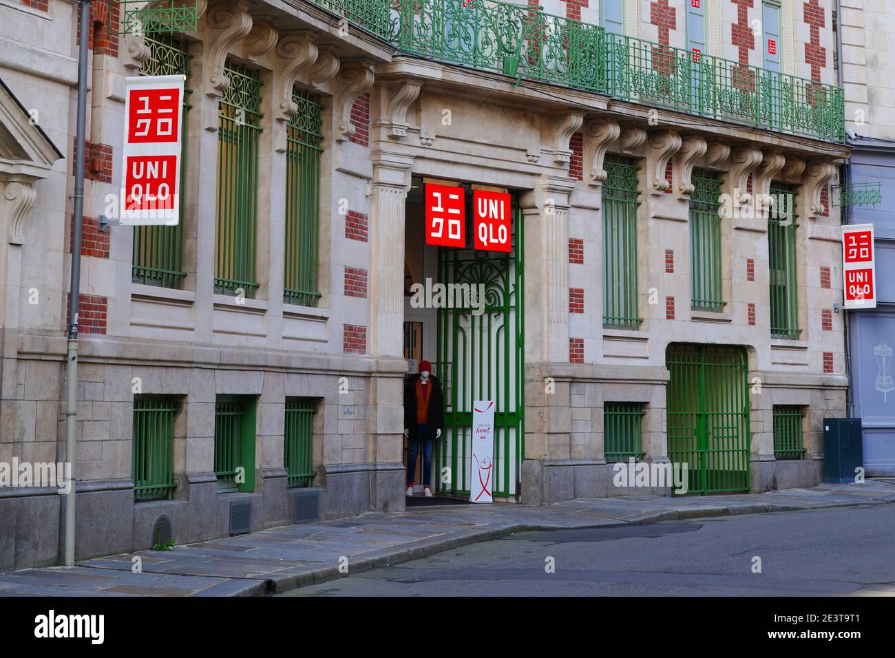 RENNES, FRANCE -25 DEC 2020- View of a Uniqlo store in downtown Rennes,  France. Uniqlo is a Japanese clothes retailer Stock Photo - Alamy