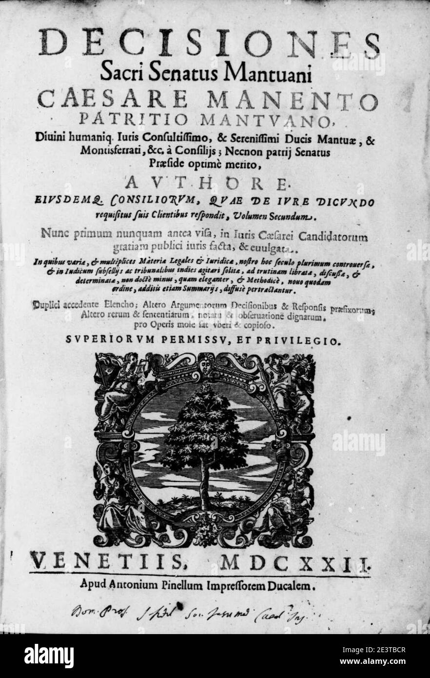 Manenti, Cesare Decisiones sacri Senatus Mantuani, 1622 BEIC 13677110. Stock Photo