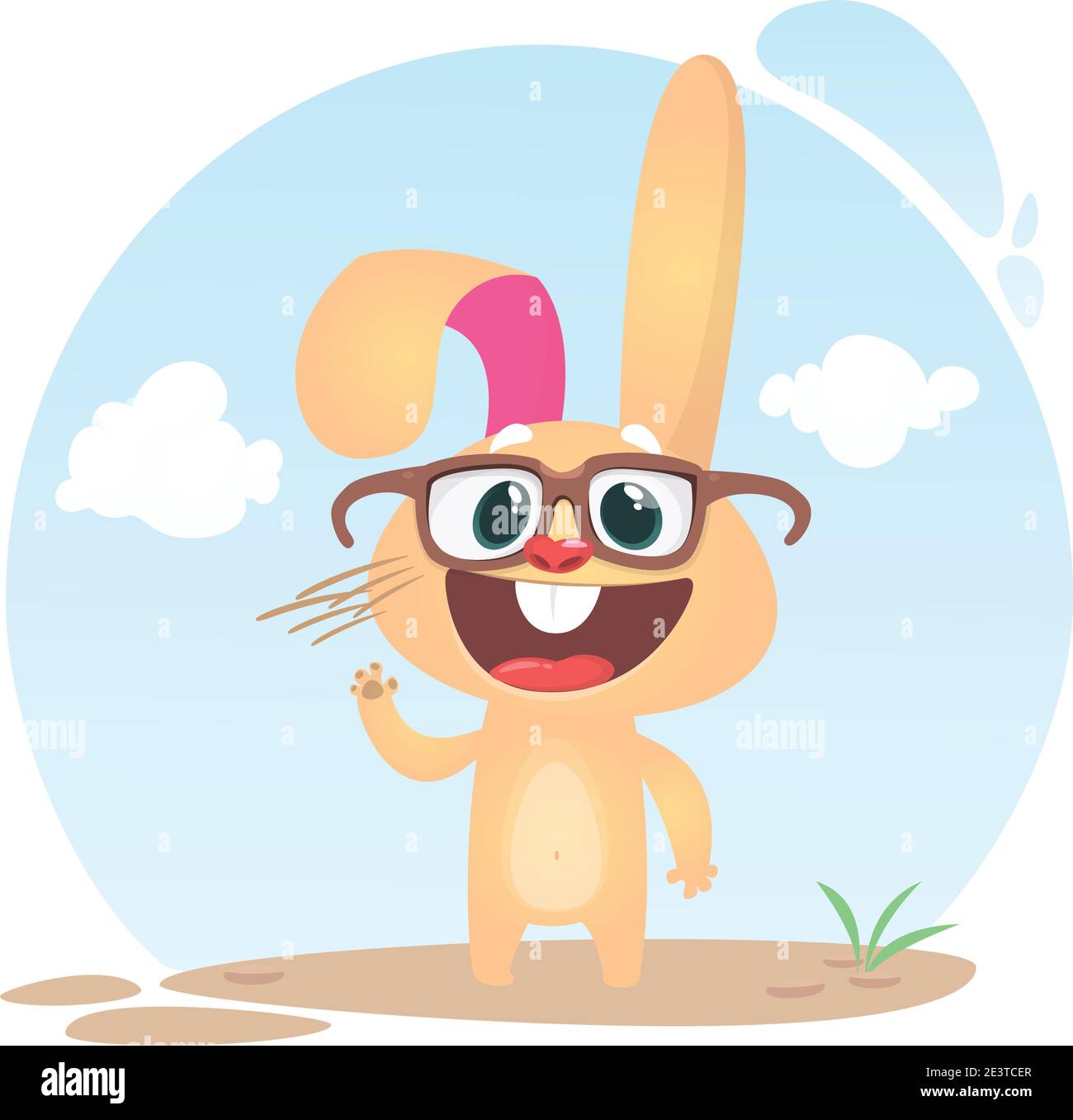 Cartoon Bunny Rabbit wearing eyeglasses. Vector illustration. Isolated on white Stock Vector
