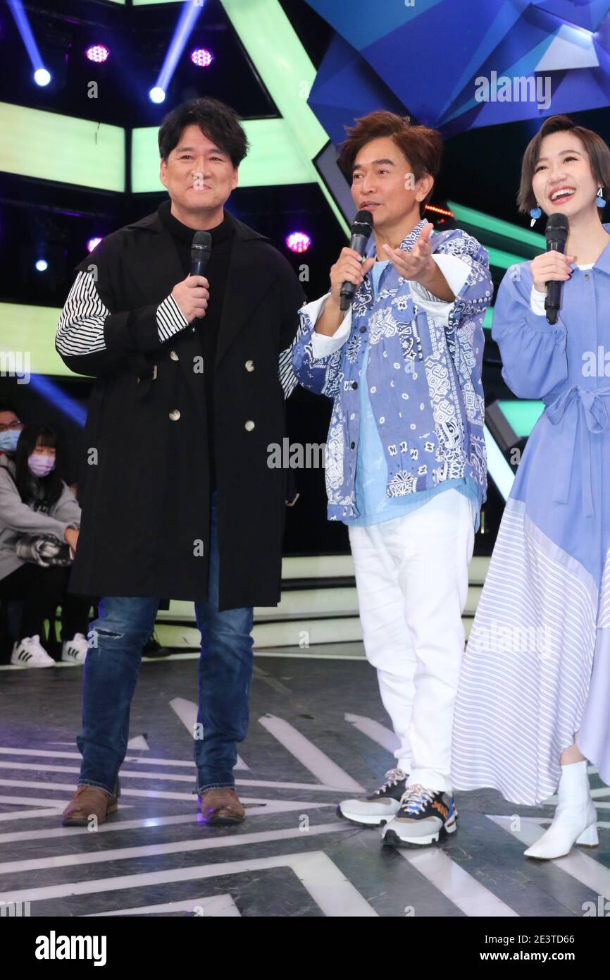 Taipei. 19th Jan, 2021. Emil Chau goes to Jacky Wu's TV show 'Hot Door Night' to promote his concert which will be held at Taipei in April and Kaohsiung in May in Taipei, Taiwan, China on January 19, 2021. (Photo by Top Photo/Sipa USA) Credit: Sipa USA/Alamy Live News Stock Photo